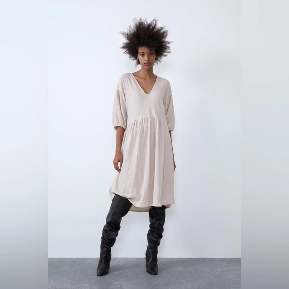 ZARA Voluminous textured weave dress - Picture 4 of 10